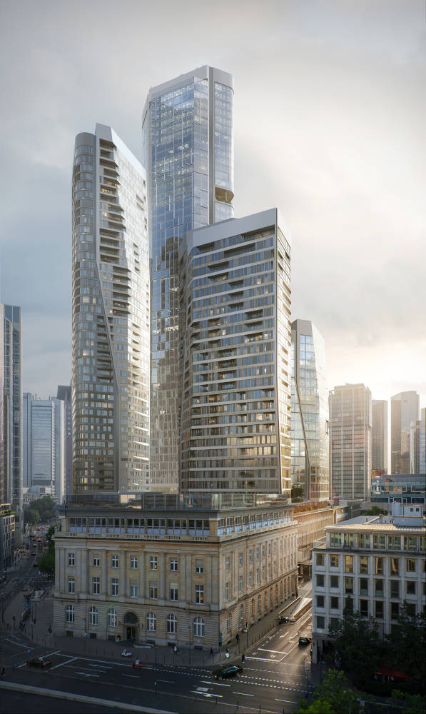 Das FOUR Frankfurt. Copyright: Groß & Partner Grundstücksentwicklungsgesellschaft mbH / UNStudio